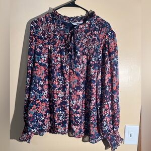 Women’s Ophelia Roe Plus Size Floral Smocked Long Sleeve Blouse Size 2X